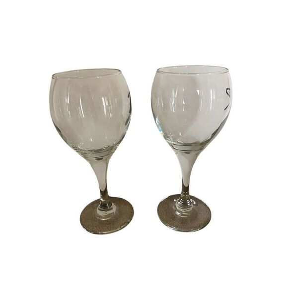 Lot of 2 R Initial Etched Wine Glasses Clear Glass Kitchenware Kitchen Dining We - Picture 4 of 8